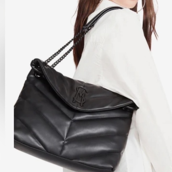 Steve Madden BBritta Black Puffy Bag with Black Chain - Picture 7 of 9